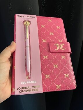 Juicy Couture Hot Pink Quilted Journal with Gold Crown Pen
